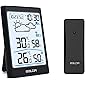 BALDR Wetterstation Funk mit Außensensor Indoor Outdoor Thermometer Hygrometer mit Wettervorhersage, Wecker…