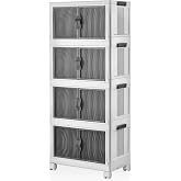 Deconox 4 Layers Portable Organizer Multi-Purpose Foldable Cabinet with Wheels, Organizer Shelf with Lid Kitchen, Bathroom, Children's Room