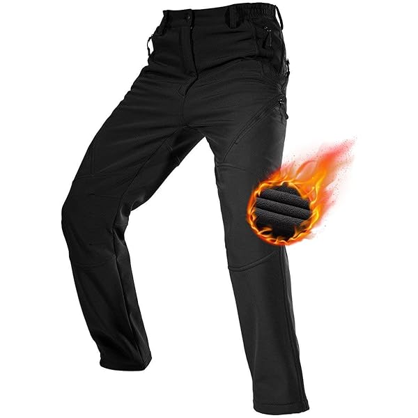 Winter Running Pants MoFiz Men's Fleece Lined Hiking Pants - Winter Warm Joggers With Zipper Pockets Fleece Lined Pants Men