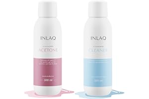 ‎INLAQ INLAQ® Cleaner Gelnägel + Aceton Nagellackentferner | Nail Cleaner und Aceton UV Nagellack Entferner | Gel Polish Remover with Nagel Cleanser | 2 x 500ml