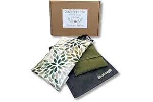 Sacoterapia – Saco térmico semillas 50x16 cm Olive – Bolsa de calor y frío microondas – Lavanda, romero y trigo – Funda lavable – Alivio natural – Hecho en España (OLIVE, 50X16)