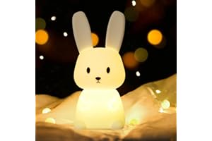 Tremdwoto Bunny Night Light for Kids Room, 7 Color Changing LED Portable Touch Lamp with Timer, USB Rechargeable Silicone Rabbit Nightlight for Baby Children Nursery Toddler Girl Kawaii Birthday Gift