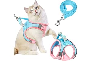 ANLOO Kamizelka i smycz z siatki dla kota, psa, łatwa kontrola, ochrona przed ucieczką, miękkie, regulowane, oddychające paski odblaskowe, szelki dla małego psa, dla małych ras, szczeniaka, królika