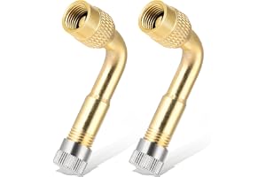 Valve Stem Extension 90 Degree, 2 Pcs Brass Tire Valve Adaptor, Universal Accessory for Passenger Cars, Bicycles, Motorcycles, RV, Trailers, Recreational Vehicles