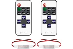 VIPMOON 2 Piezas RF Mini Controlador Remoto de Tira LED 5-24V 11 Teclas RF Controlador Inalámbrico Tiras Luces Led Cinta LED Solo Color Mini Mando a Distancia LED SMD 3528 5050 Tira LED Strip