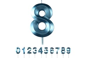 MACLUNAR Bougies d'anniversaire Numéro 6,3D Bleu Bougie Chiffre 8,Decoration Gateau Anniversaire,Bougies Gâteau Topper Decoration,Pour Les Enfants, Adultes