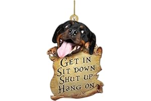 QIQIQIAQIA Puppy Ornament Get in Sit Down Shut Up Hang On Car Hanging Ornament Cute Dog Car Pendant with A Treasure Map for Car Mirror Bag Hanging