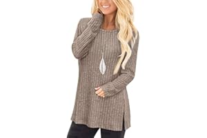 Jescakoo Damen Pullover Herbst Rundhals Langarmshirt Leichtes Oversize Sweatshirt Elegant Winter Strickpullover