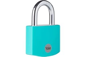 Yale - YE3B/32/116/1/TE Cadenas de sécurité standard en aluminium 32 mm – Bleu sarcelle – Anse ouverte en acier trempé – 3 clés