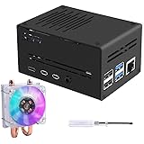 GeeekPi Raspberry Pi 4 Metal Case with Fan,Raspberry Pi 4B Case With Raspberry Pi Low-Profile CPU Cooler,Raspberry Pi Horizon