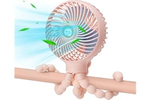 benpen Stroller Fan Pram Clip on, Buggy Baby Rechargeable Fan for Cooling,Portable Battery Personal Pram Accessories Pushchairs Crib Bed Treadmill Car Seat,Travel Holiday Essentials for Baby