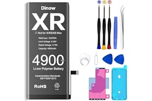 Dinow Akku für iPhone XR,4900mAh hohe Kapazität 0 Zyklus Ersatzakku Set für XR kompatibel mit Modell A2105, A1984, A2107, A2108,Lithium-Ionen-Batterie für iPhone XR mit Reparaturwerkzeugen Kits