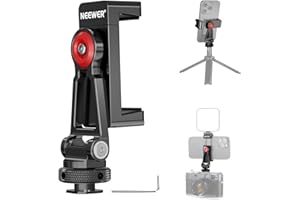 NEEWER Trépied de téléphone en métal avec Base de Griffe, Support de téléphone à 360° avec 2 Supports de Griffe pour lumière vidéo et Micro pour vlogging, Compatible avec iPhone, Samsung, Huawei,