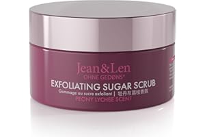 ‎JEAN & LEN Jean & Len Exfoliating Sugar Scrub Peony & Lychee, für ein duftendes Reinigungserlebnis, mit reichhaltigen Ölen, hochwertiger Tiegel, Zucker-Öl-Peeling ohne Parabene & Silikone, 200 ml