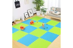 lulupila Puzzlematten Spielmatten Krabbelmatten Spielteppich Schutzmatten 20er Set Matte Unterlegmatten Bodenschutz Matten Trainingsmatten Gymnastikmatten Yogamatten (Grün+Blau)