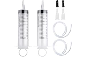 ACONDE Jeringa de plástico, 2 piezas 100 ml, juego de jeringas con manguera para laboratorios científicos, fábricas y uso diario