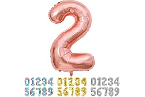 Ponmoo Luftballon Zahl 2 Rosegold, Riesen Nummer 0 1 2 3 4 5 6 7 8 9 10-19 20-29 30-39 40 50 60 70 80 90 100, groß Folienballons für Hochzeit Jubiläum, Geburtstagsballons Party Dekoration