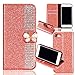 Produktbild iPhone SE Glitzer Hülle,iPhone 5S Leder Hülle,Hülle Flipcase für iPhone SE/5S/5,Vintage Elegant Edel Einfarbig Matt Luxus Mode Butterfly Muster Glitter Glitzer Bling Diamond Ultra Weich Schlanke Ledertasche Brieftasche mit Magnetverschluss Flip Frau Mädchen Komplett Schutz Schutzhülle Handyhülle Etui Case Cover für Apple iPhone SE/5S/5