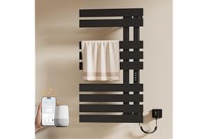 EMKE Badheizkörper Elektrisch 1000 x 500 mm, WiFi Intelligenter Thermostat Elektrischer Handtuchheizkörper, Handtuchwärmer Elektrisch für Alexa und Google Home und APP Schwarz 320W (Right)