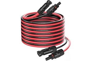 【16FT 12AWG Solar Panel Cable】DERUXI 4mm² 5M Solar Cable Solar Connector Solar Panel Extension Cable Female/Male Solar Panel Connector Solar Extension Cable IP67 Wires for Home RV PV Panel (Red/Black)