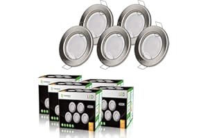 LampesEcoEnergie Lot de 50 spot led encastrable complète ronde fixe alu brossé blanc neutre eq. 50w