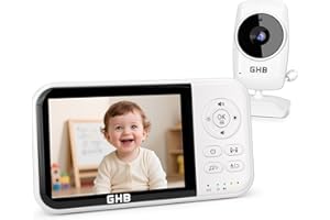 GHB Baby Monitor Video e Audio 3.2'', 2100mAh Monitor Baby con Telecamera, Visione Notturna, Modalità VOX, Rilevamento della Temperatura, Interfono Bidirezionale, Ninna Nanna