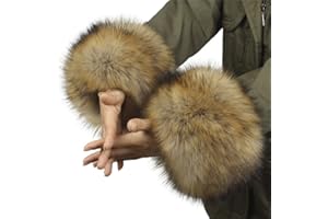 SIQITECHUK Women Fur Wrist Cuffs Furry Arm Warmers Winter Faux Fur Wristbands Soft Ring Sleeves Cuffs for Outdoor Activities Traveling Skiing