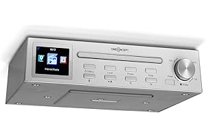 oneConcept Streamo Chef Küchenradio, Unterbau-Radio, CD-Player, Bluetooth, Internetradio: über 14.000 Radiostationen, 2,4" HCC Display, WiFi, App Control, Sleeptimer, Weckfunktion, Silber
