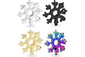 SFSSHUI 4 Stücke Edelstahl Schneeflocken Multifunktionswerkzeug,18 in 1 Schneeflocken Multitool,Leichtgewicht Schneeflocke Multi Tool,für Männer,für Outdoor-Reisen Camping Tägliche Werkzeuge.