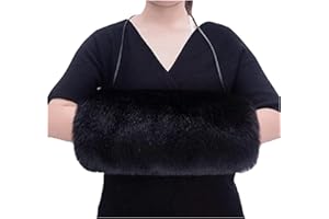 YWINETO Handwärmer aus Kunstfell für Damen, warm, Kunstfell, Handwärmer, Handschuhe, kaltes Wetter, kalte Armstulpen, Schwarz , 90