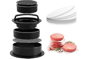 YFOX Machine à hamburger antiadhésive 3 en 1 (avec 100 papiers de cire), outil de cuisson pour griller des hamburgers et facile à utiliser, propre et facile à collectionner (noir).