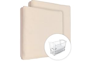 BABY COMFORT 2x sábana bajera de algodón 100% para colchón de Cuna de 90 x 40 cm (crema)