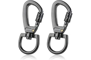 Dorart Home 2pcs Moschettone Arrampicata， Moschettone Girevole, Moschettoni Portachiavi, Robusto Moschettone Girevole, Moschettone a Forbice per Guinzaglio per Cani, Alpinismo, Portachiavi（Nero）