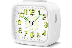 HOPSEM Silent Alarm Clocks Bedside Battery Powered Clocks for Bedrooms Non Ticking Table Clock Luminous Dial and Hands Large Clear Display Snooze Night Light Function for Home