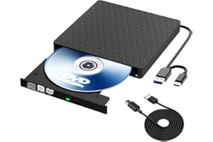 EOKEKE Lecteur CD DVD Externe pour PC, Portable CD/DVD +/-RW Drive, Graveur Enregistreur USB 3.0 et Type-C, Mince Graveur DVD Externe Player pour PC Laptop Desktops Windows 11/10/8/7/XP/Vista/Linux/Mac OS