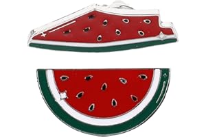 AOKWAWALIY Broche pastèque Palestine 2 pièces Pastèque Émail Pin Palestine Broche Hawaïenne en Forme de Fruit Insigne Pastèque Aiguille de Poitrine Bijoux pour, 3.20X1.60X1.00CM, Zinc, No