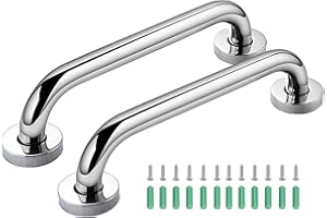 E-GREETSHOPPING 2Pcs Non-Slip Staircase Handrail, 33.5cm Stainless Steel Outdoor Handrail, Stair Handrails for Elderly Outdoor Indoor Stairs Steps, Handrail Brackets Staircases Exterior Railing Hand Rails, 13 Inch