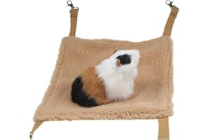Emours Small Animal Hammock Hamster House Hanging Bed Cage Toys for Mice Rats Ferret Chinchilla and More, Brown