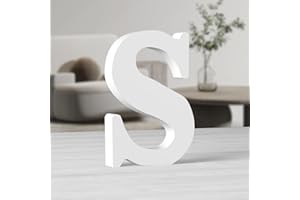 MeteoraPrime Lettres en Bois Blanc de 10 Pouces Lettres en Bois Non Finies pour Décor Murale Lettres Debout Décoratives Grandes Lettres pour Décor Murale pour Projets de FêTe à La Maison (S)