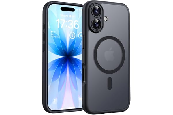 TOCOL Funda para iPhone 17, Protección Lente Cámara, Anillo Magnético Integrado, Compatible con Magsafe, Protección contra Caídas, Translúcida Mate Trasera, Titanio Negro