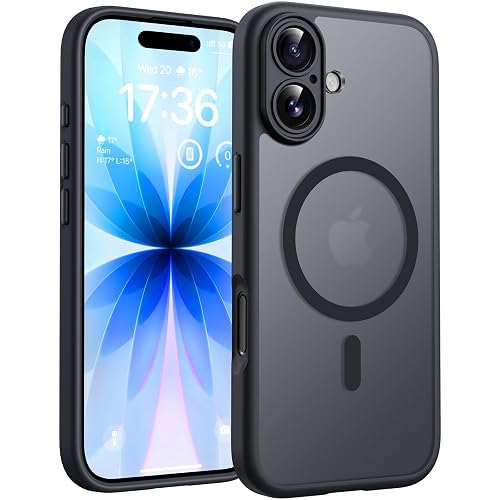 TOCOL Magnetic for iPhone 17 Case, Compatible with MagSafe, Full Camera Protection, Built-in Magnetic Ring, Drop Protection Shockproof Slim Translucent Matte Phone Case for iPhone 17 (Black)