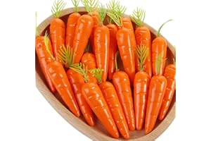 Laiiqi 30 Pcs Artificial Mini Carrots, Lifelike Fake Carrot for Decoration Easter, Artificial Vegetable Simulation Mini Carrots DIY Crafts Decoration