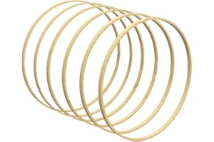 Worown 6 Pack 30 cm Wooden Bamboo Floral Hoops Wreath Rings for DIY Wedding Christmas Wreath Decor, Dream Catcher and Macrame Wall Hanging Crafts