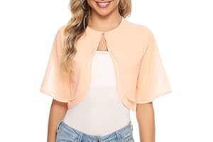 Irevial Coprispalle Donna Elegante Estivo Bolero in Chiffon Maniche a 3/4 Cardigan Donna Corto Casual Leggero Shrug con Bottone