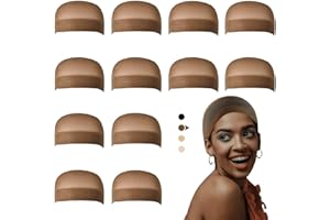 ‎DREAMLOVER Dreamlover Haarnetz Perücken, Wig Cap, Perückennetz, Perücken Netz Rutschfest, Braun, 12 Stücke