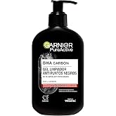 Garnier PureActive BHA Charcoal Cleansing Gel Anti Blackhead, 250 ml | Anti-Blackhead Action, 24H Hydration, Charcoal, Vegan
