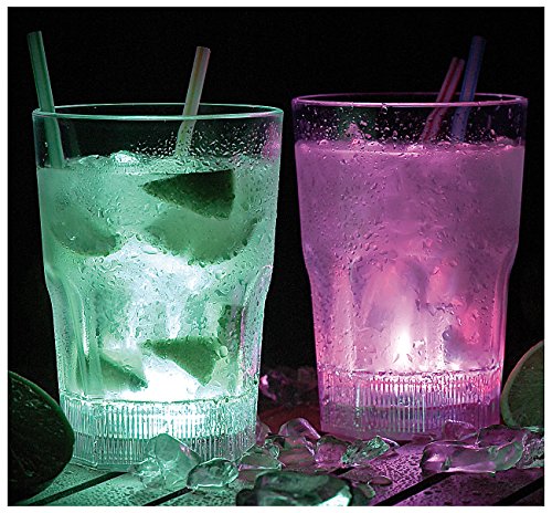 Lunartec Gläser mit LED Licht: Longdrink-Gläser mit LED-Farbwechsler, 2er-Set (LED Becher)