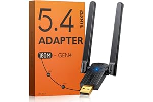 ZEXMTE Adaptateur Bluetooth USB 5.4 pour PC, émetteur et récepteur Bluetooth Plug & Play, EDR et BLE, antenne à gain élevé, 180 m de long portée pour PC Windows 11/10/8