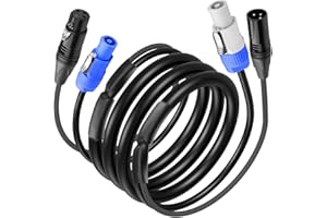 CERRXIAN 6.6 FT PowerCon and DMX Extension Cable, 13AWG AC Power DMX 3Pin XLR Signal Combo Cables for Stage Lighting, Concerts, Events