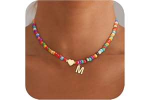 SLOONG Weihnachtsgeschenke für Mädchen Kinder Damen, Bunte Buchstaben Perlenkette Geschenke Teenager Mädchen Handgefertigt Boho Kette, Personalisierte Namenskette Geschenke Choker Kette Damen Schmuck